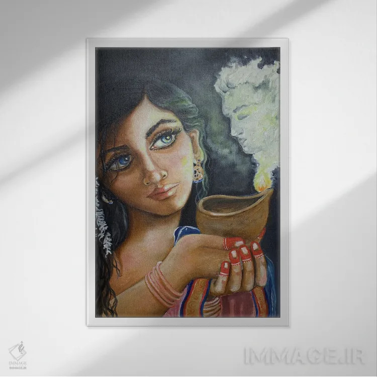 تابلو دکوراتیو نور اثر سانگیتا بانسال - نمای قابدار سفید