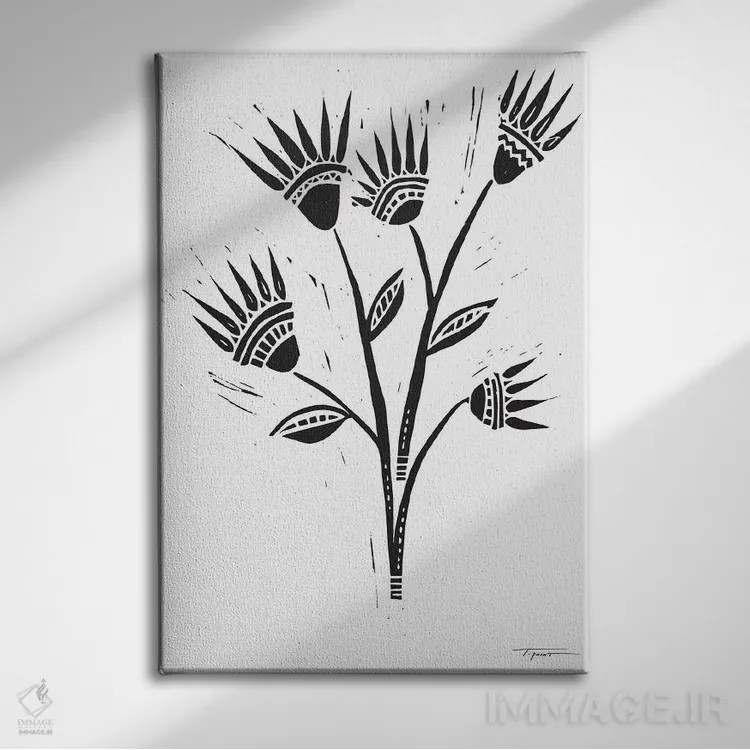 تابلو مینیمال گل انتزاعی اثر استیتمنت گودز - نمای روبهرو روی دیوار
