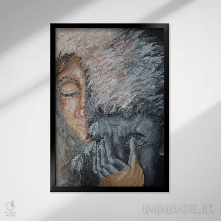 تابلو دکوراتیو فرشته تو اثر سانگیتا بانسال - نمای قابدار مشکی
