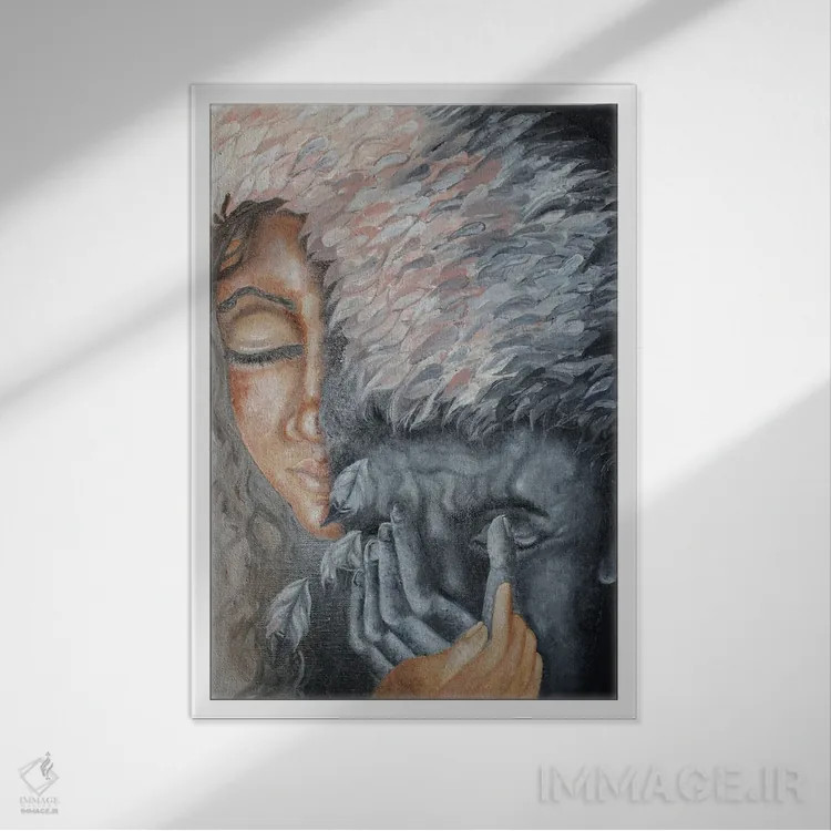 تابلو دکوراتیو فرشته تو اثر سانگیتا بانسال - نمای قابدار سفید