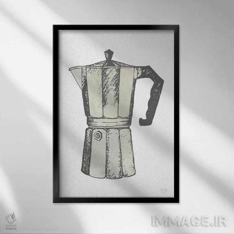 تابلو مینیمال اسپرسوساز اثر استیتمنت گودز - نمای قابدار مشکی