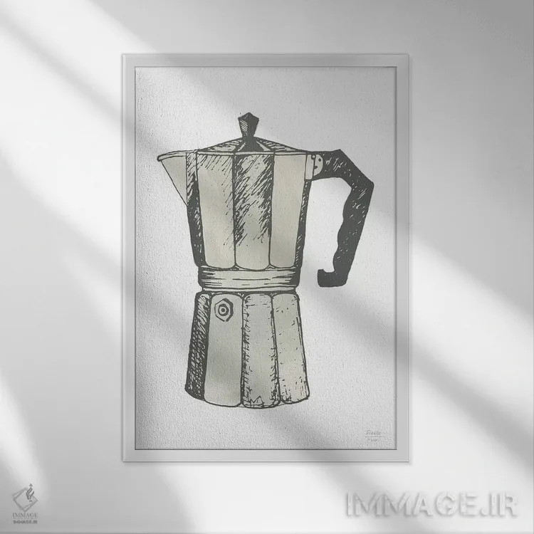 تابلو مینیمال اسپرسوساز اثر استیتمنت گودز - نمای قابدار سفید
