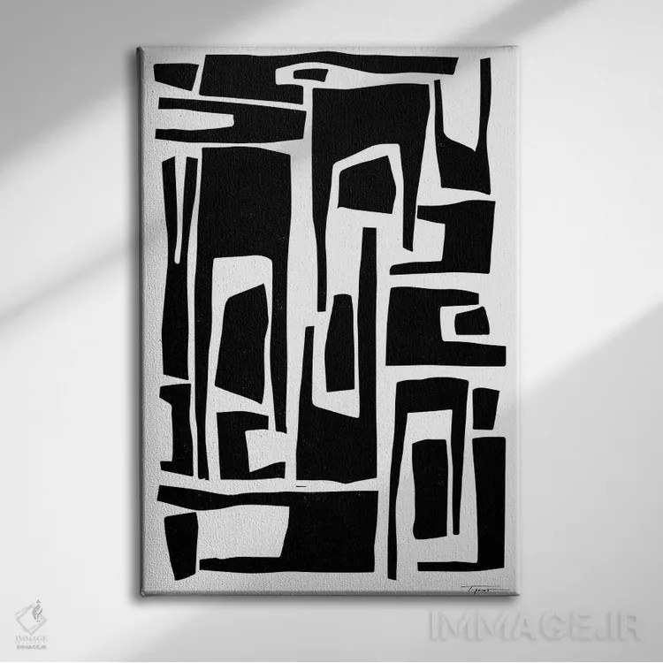 تابلو مینیمال اشکال کشیده، مدرن و انتزاعی اثر استیتمنت گودز - نمای روبهرو روی دیوار