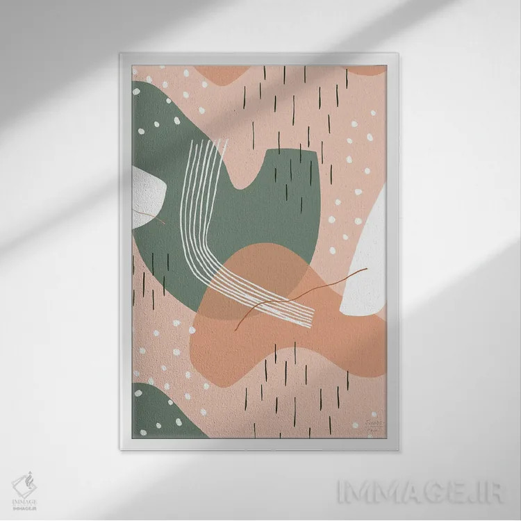 تابلو انتزاعی اشکال سرگردان اثر استیتمنت گودز - نمای قابدار سفید