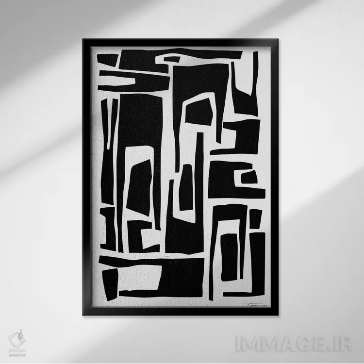 تابلو مینیمال اشکال کشیده، مدرن و انتزاعی اثر استیتمنت گودز - نمای قابدار مشکی
