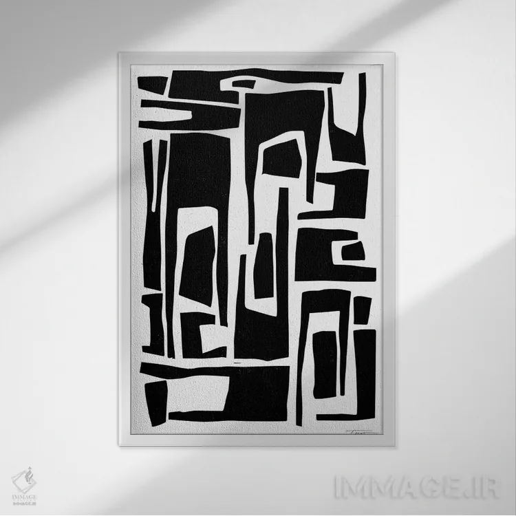 تابلو مینیمال اشکال کشیده، مدرن و انتزاعی اثر استیتمنت گودز - نمای قابدار سفید
