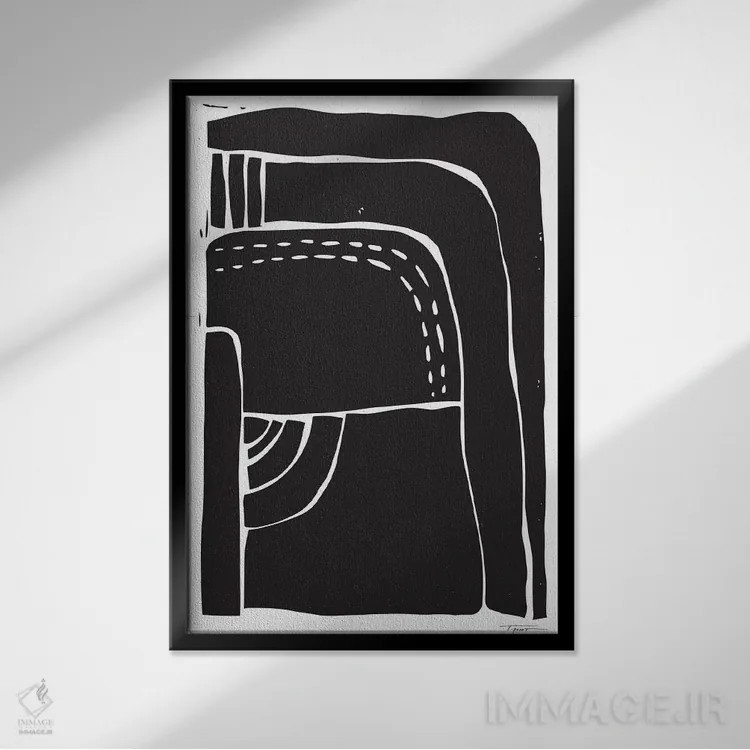 تابلو مینیمال اشکال مینیمال سنگین اثر استیتمنت گودز - نمای قابدار مشکی