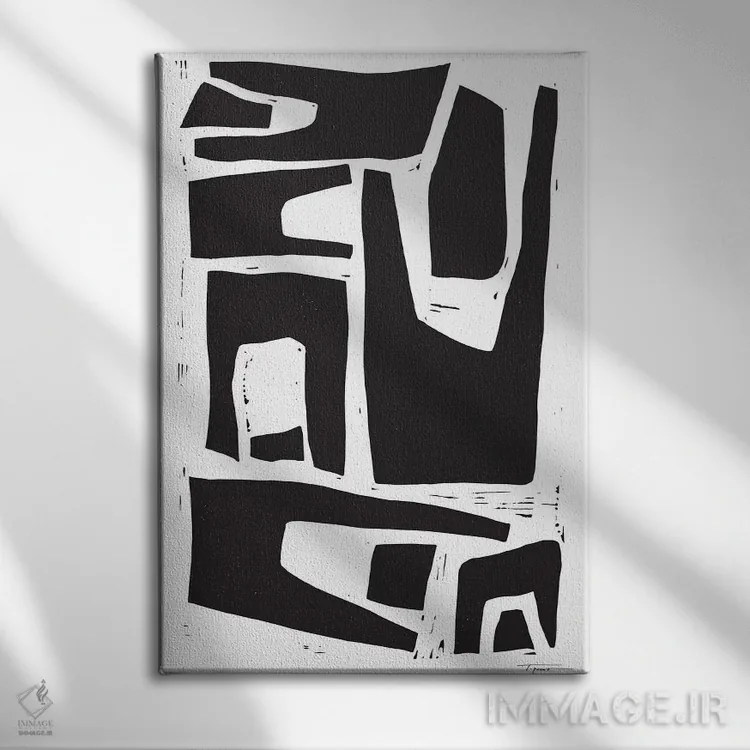 تابلو مینیمال اشکال ارگانیک مینیمالیستی اثر استیتمنت گودز - نمای روبهرو روی دیوار