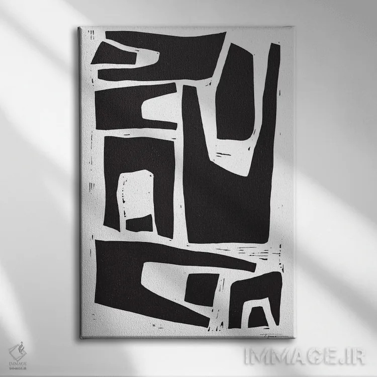 تابلو مینیمال اشکال ارگانیک مینیمالیستی اثر استیتمنت گودز - نمای روبهرو روی دیوار