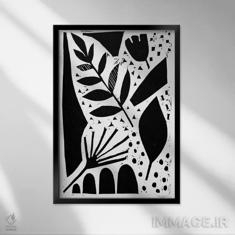 تابلو مینیمال طبیعت در قالب انتزاعی اثر استیتمنت گودز - نمای قابدار مشکی