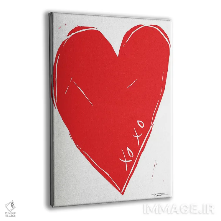 تابلو مینیمال قلب XOXO اثر استیتمنت گودز - نمای پرسپکتیو محصول