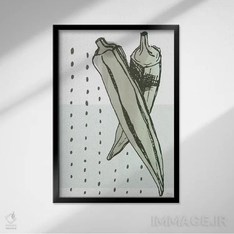 تابلو مینیمال بامیه اثر استیتمنت گودز - نمای قابدار مشکی