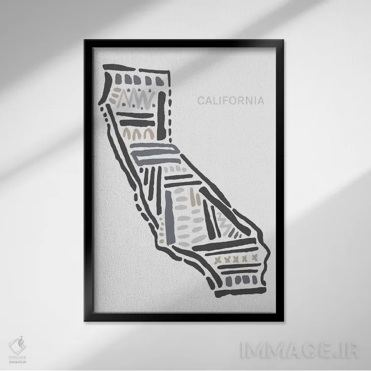 تابلو دکوراتیو کالیفرنیا اثر استیتمنت گودز - نمای قابدار مشکی