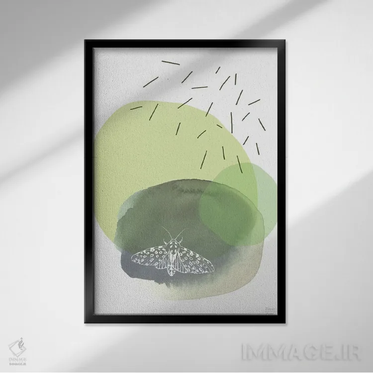 تابلو مینیمال شب پره تنها اثر استیتمنت گودز - نمای قابدار مشکی