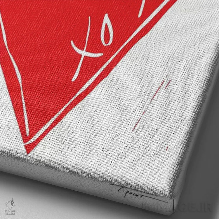 تابلو مینیمال قلب XOXO اثر استیتمنت گودز - نمای نزدیک بافت بوم