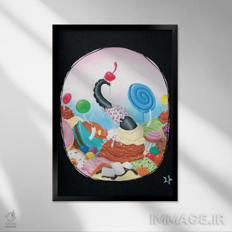تابلو دکوراتیو بازگرداندن تخیل اثر شوگر فیولد - نمای قابدار مشکی