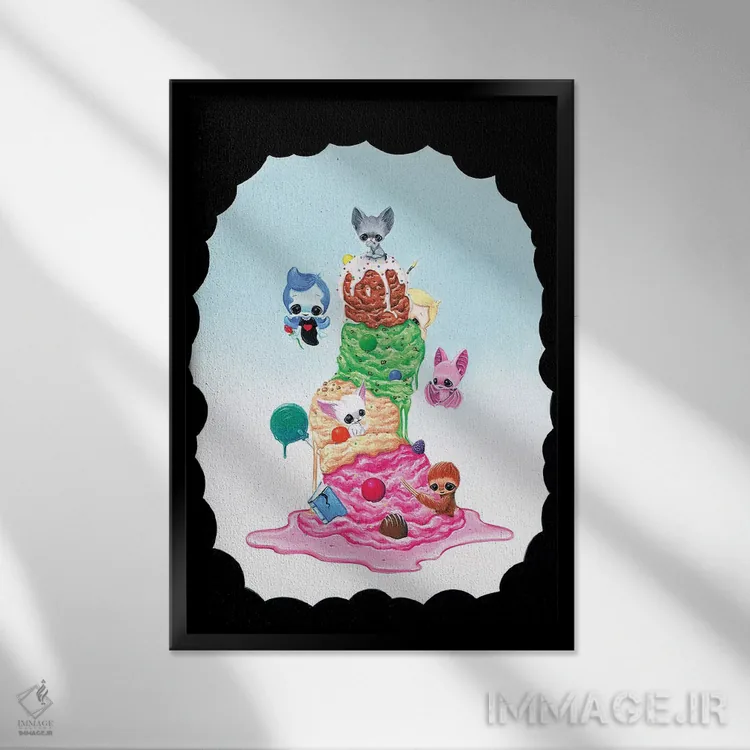 تابلو دکوراتیو هفت شیرینی اثر شوگر فیولد - نمای قابدار مشکی