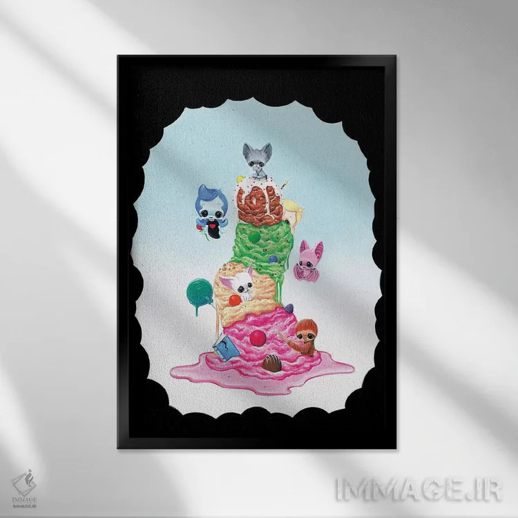 تابلو دکوراتیو هفت شیرینی اثر شوگر فیولد - نمای قابدار مشکی