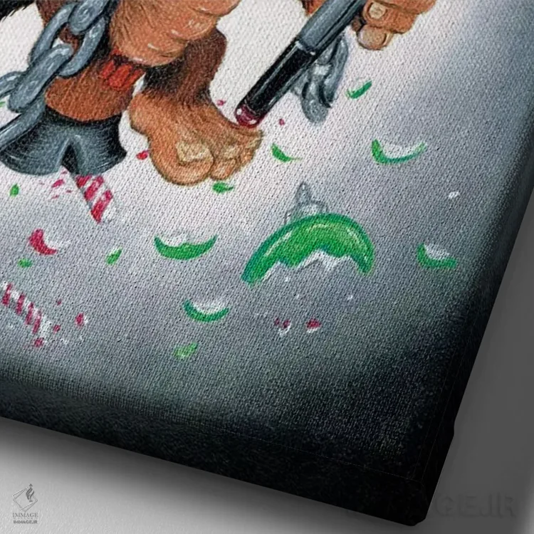 تابلو دکوراتیو بهتره اخم نکنی اثر شوگر فیولد - نمای نزدیک بافت بوم