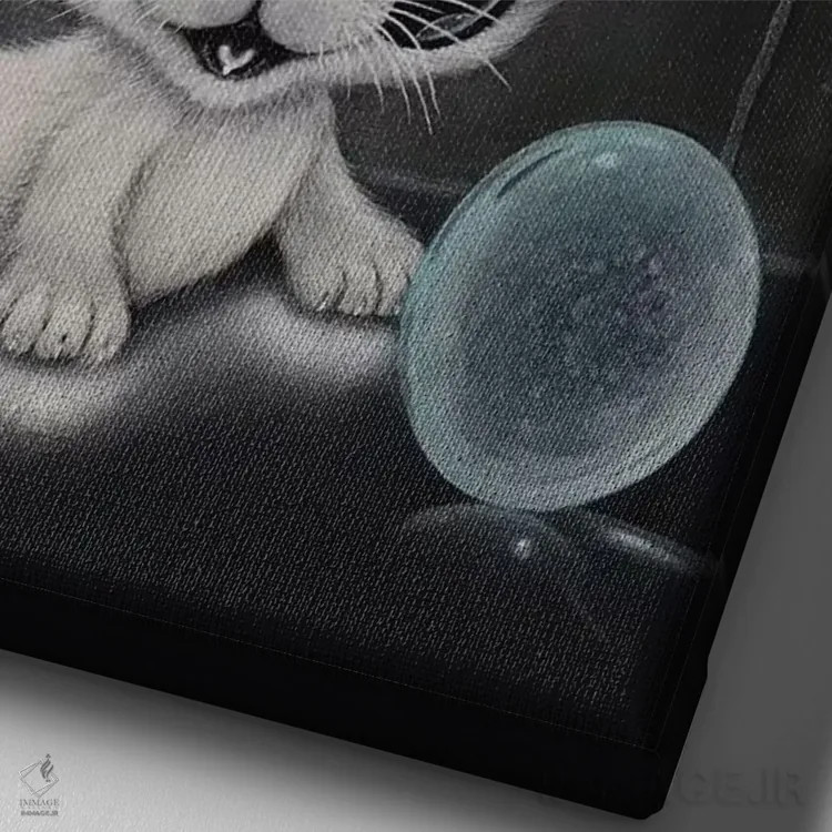 تابلو دکوراتیو تجلی گربه ای اثر شوگر فیولد - نمای نزدیک بافت بوم