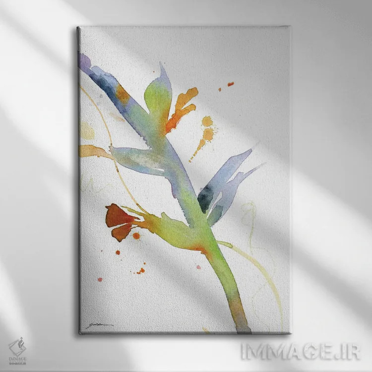 تابلو مینیمال شکوفه زنی اثر شیلا گلدن - نمای روبهرو روی دیوار