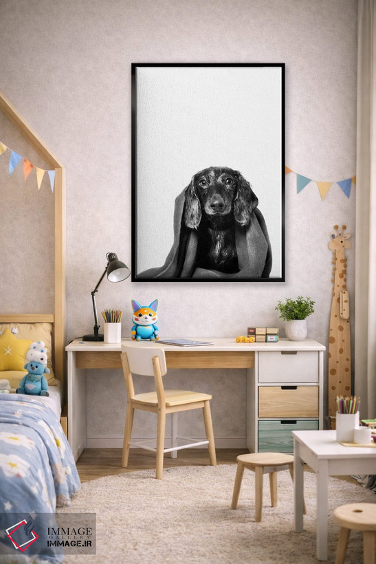 تابلو دکوراتیو Anthony With Towel, Black & White,سگ خیس، آنتونی با حوله، سی… اثر سوفی گامان - D2B