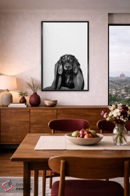 تابلو دکوراتیو Anthony With Towel, Black & White,سگ خیس، آنتونی با حوله، سی… اثر سوفی گامان - D5B