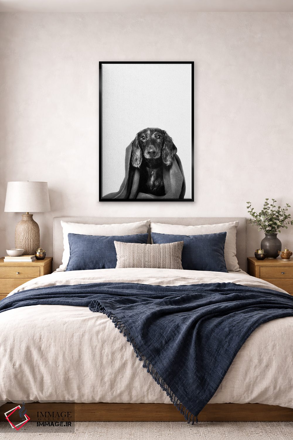تابلو دکوراتیو Anthony With Towel, Black & White,سگ خیس، آنتونی با حوله، سی… اثر سوفی گامان - D6B