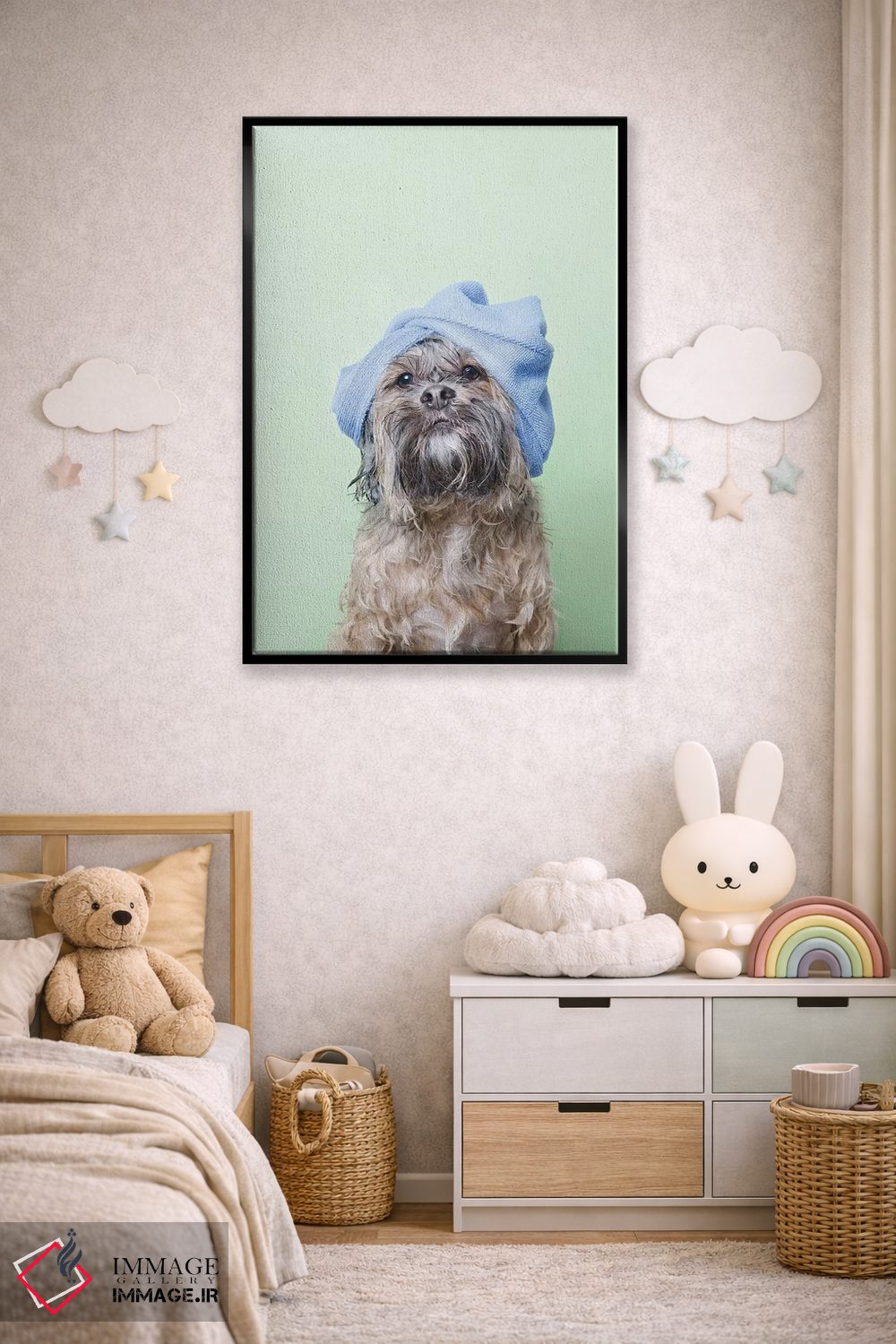 تابلو دکوراتیو Joey With Towel,سگ خیس، جویی با حوله اثر سوفی گامان - D6B
