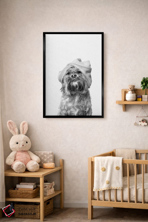 تابلو دکوراتیو Joey, Black & White,سگ خیس، جویی اثر سوفی گامان - D5B
