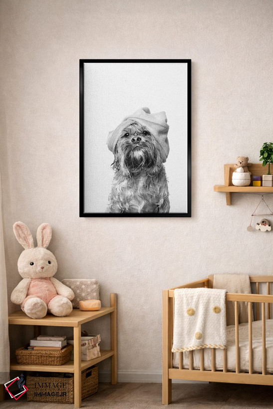 تابلو دکوراتیو Joey, Black & White,سگ خیس، جویی اثر سوفی گامان - D5B