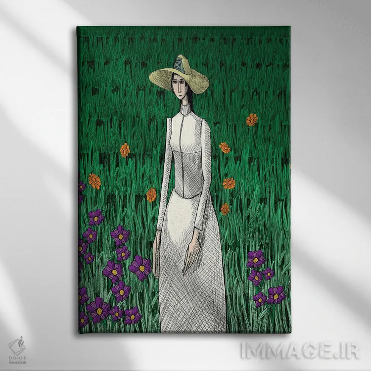 تابلو دکوراتیو ادای احترام به "دختر سفیدپوش" اثر ون گوگ - نمای روبهرو روی دیوار