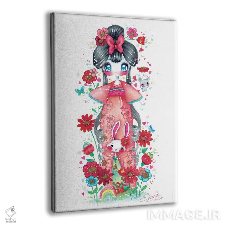 تابلو دکوراتیو رز کیمونو اثر استفانی بوو - نمای پرسپکتیو محصول