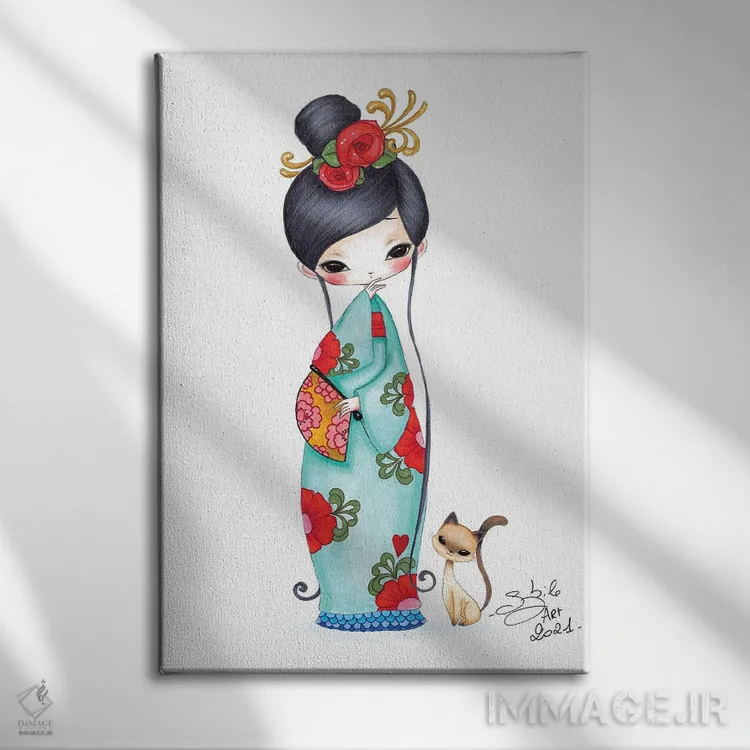 تابلو دکوراتیو گربه سیامی اثر استفانی بوو - نمای روبهرو روی دیوار