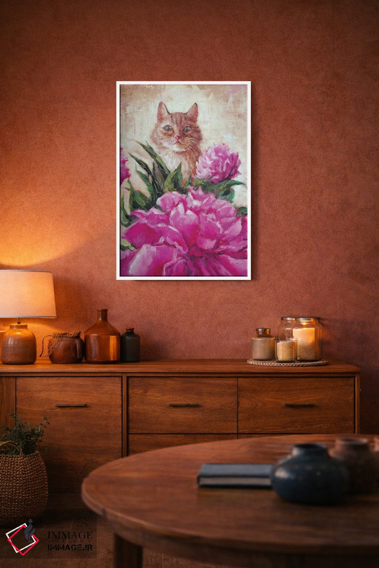 تابلو دکوراتیو پئونی برای گربه اثر لانا شامشورینا - D2W