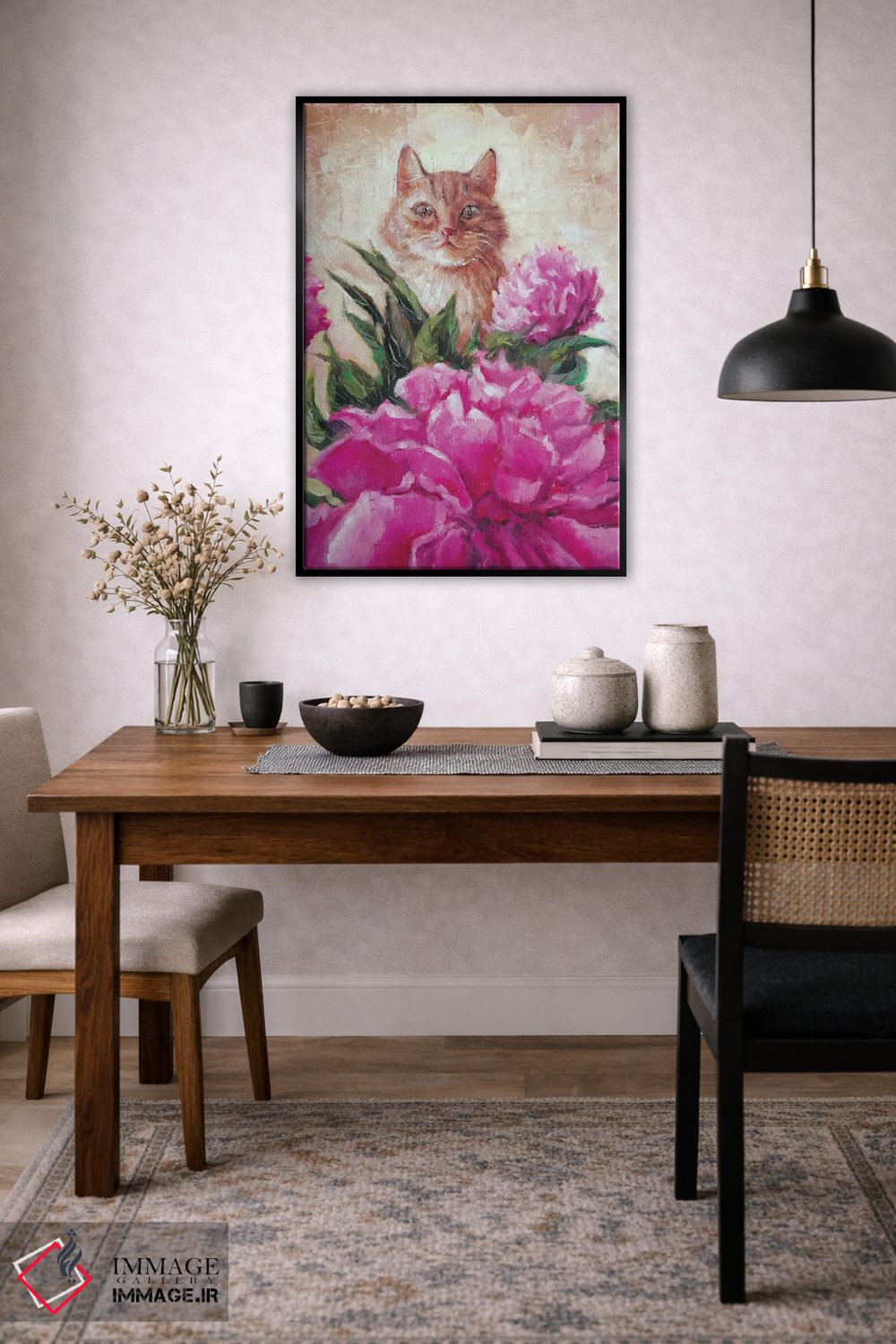 تابلو دکوراتیو پئونی برای گربه اثر لانا شامشورینا - D5B