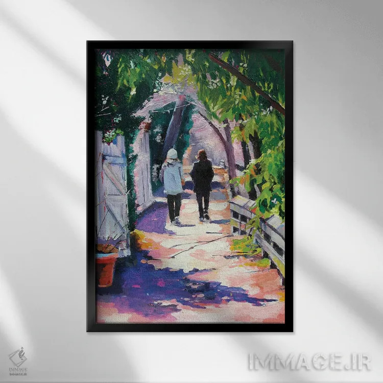 تابلو دکوراتیو صبح زود در مسیر کالسکه رو اثر مکسین شور - نمای قابدار مشکی