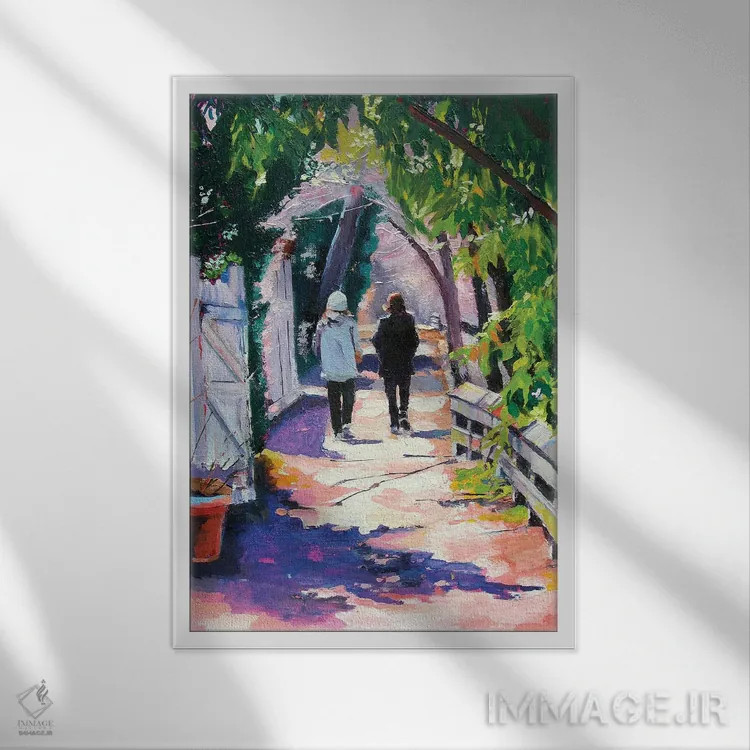 تابلو دکوراتیو صبح زود در مسیر کالسکه رو اثر مکسین شور - نمای قابدار سفید