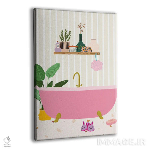تابلو دکوراتیو حمام صورتی اثر ژانیا شاریپژانوا - نمای پرسپکتیو محصول