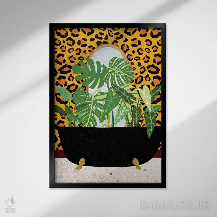 تابلو دکوراتیو وان گیاهی مشکی اثر ژانیا شاریپژانوا - نمای قابدار مشکی