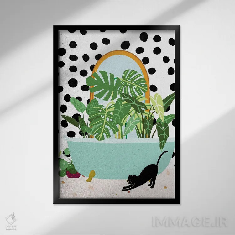 تابلو دکوراتیو وان گیاهی بوهمی اثر ژانیا شاریپژانوا - نمای قابدار مشکی