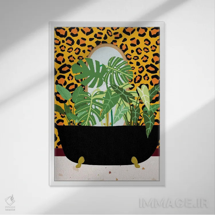 تابلو دکوراتیو وان گیاهی مشکی اثر ژانیا شاریپژانوا - نمای قابدار سفید