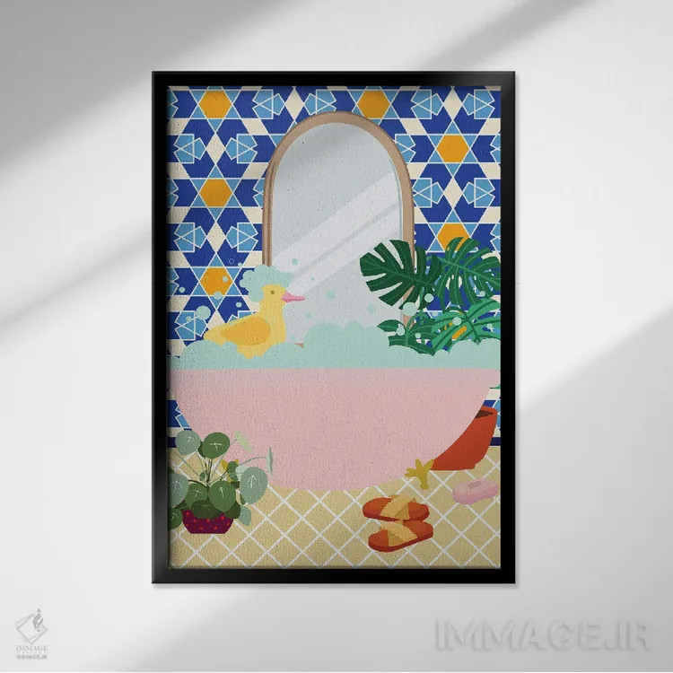 تابلو دکوراتیو حمام مراکشی اثر ژانیا شاریپژانوا - نمای قابدار مشکی