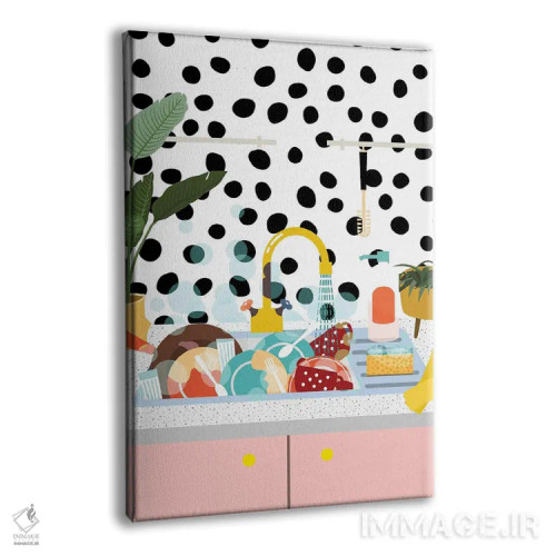 تابلو دکوراتیو ظرفشویی پر از ظرف اثر ژانیا شاریپژانوا - نمای پرسپکتیو محصول