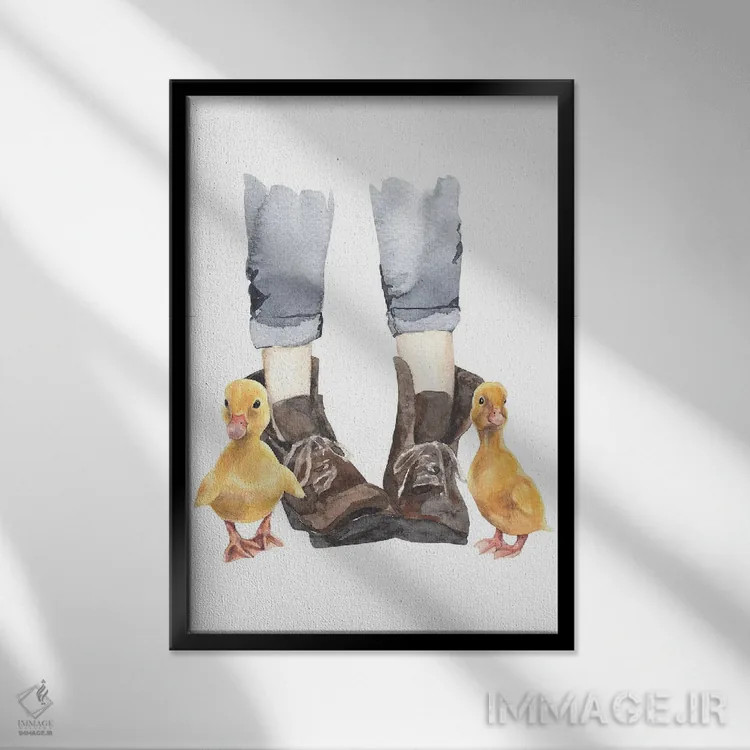 تابلو دکوراتیو جوجه اردک اثر ژانیا شاریپژانوا - نمای قابدار مشکی