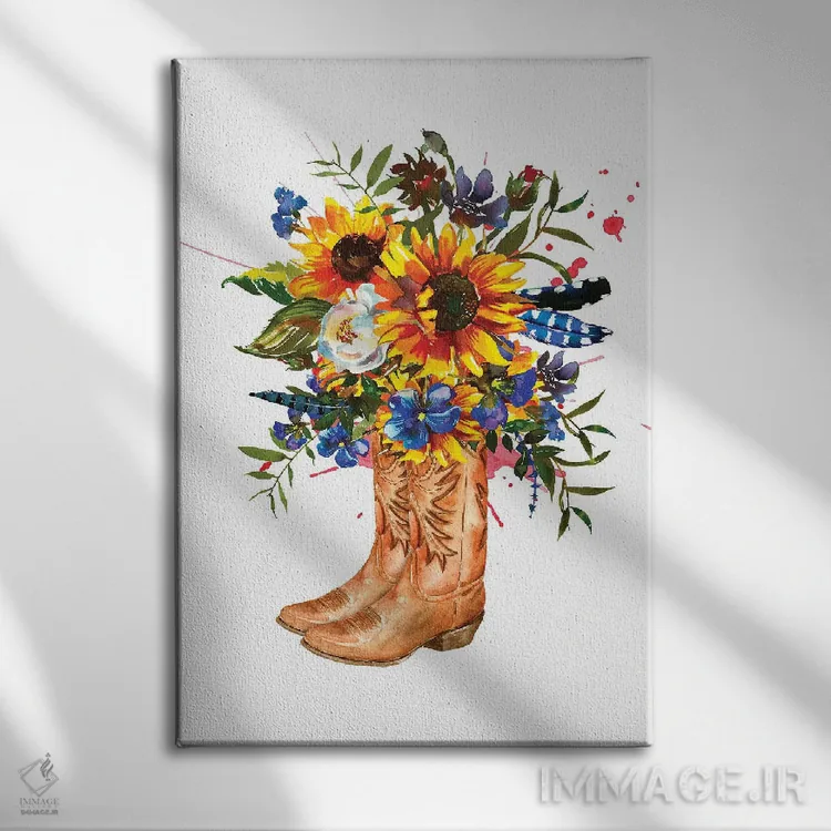 تابلو دکوراتیو چکمه های غربی اثر ژانیا شاریپژانوا - نمای روبهرو روی دیوار