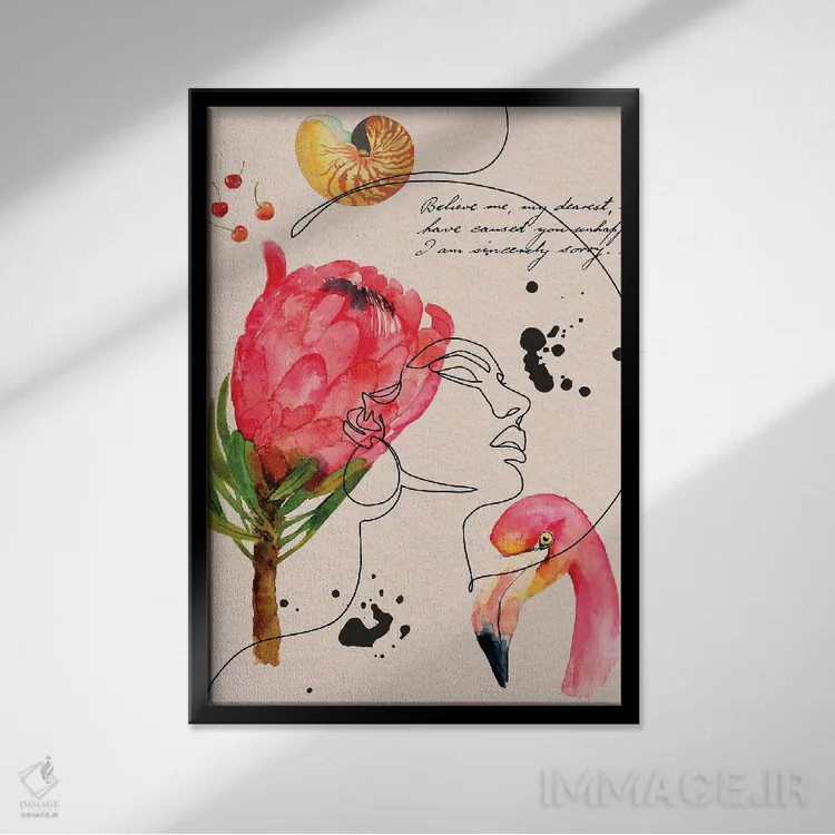 تابلو مینیمال پرتره زنانه اثر ژانیا شاریپژانوا - نمای قابدار مشکی