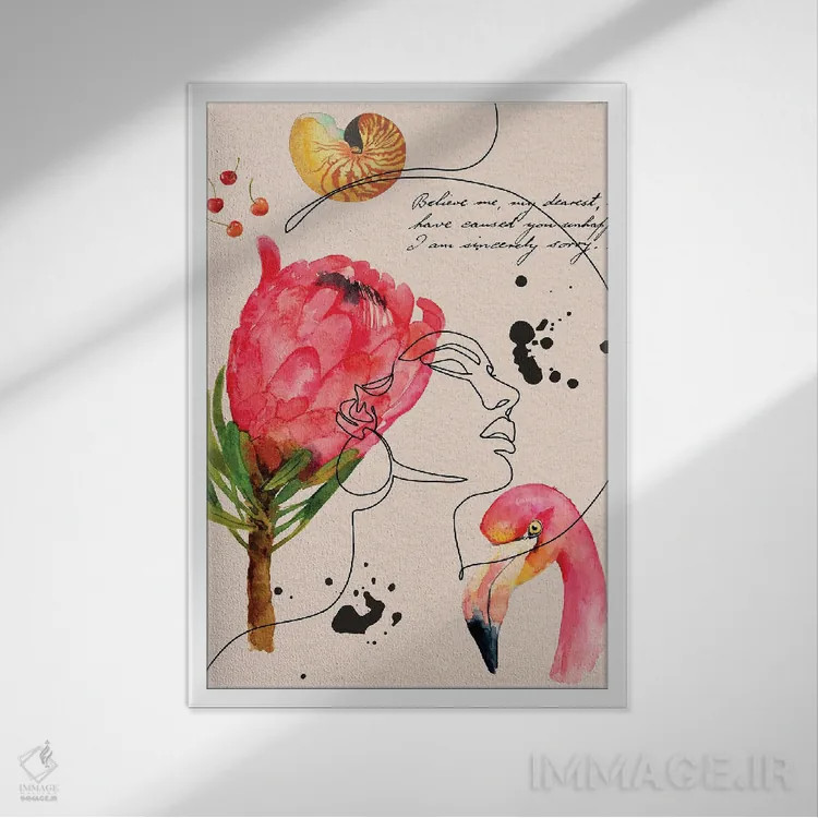 تابلو مینیمال پرتره زنانه اثر ژانیا شاریپژانوا - نمای قابدار سفید