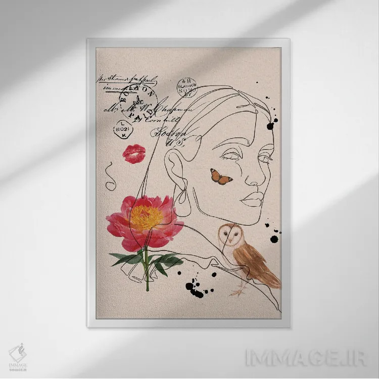تابلو مینیمال کلاژ اثر ژانیا شاریپژانوا - نمای قابدار سفید