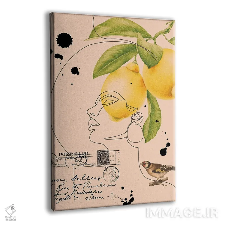 تابلو مینیمال کلاژ پرتره زنانه انتزاعی اثر ژانیا شاریپژانوا - نمای پرسپکتیو محصول